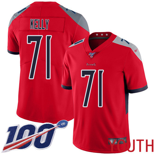 Tennessee Titans Limited Red Youth Dennis Kelly Jersey NFL Football 71 100th Season Inverted Legend